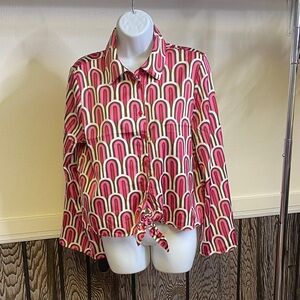 Rachel Zoe Vibrant Pink and Brown Blouse